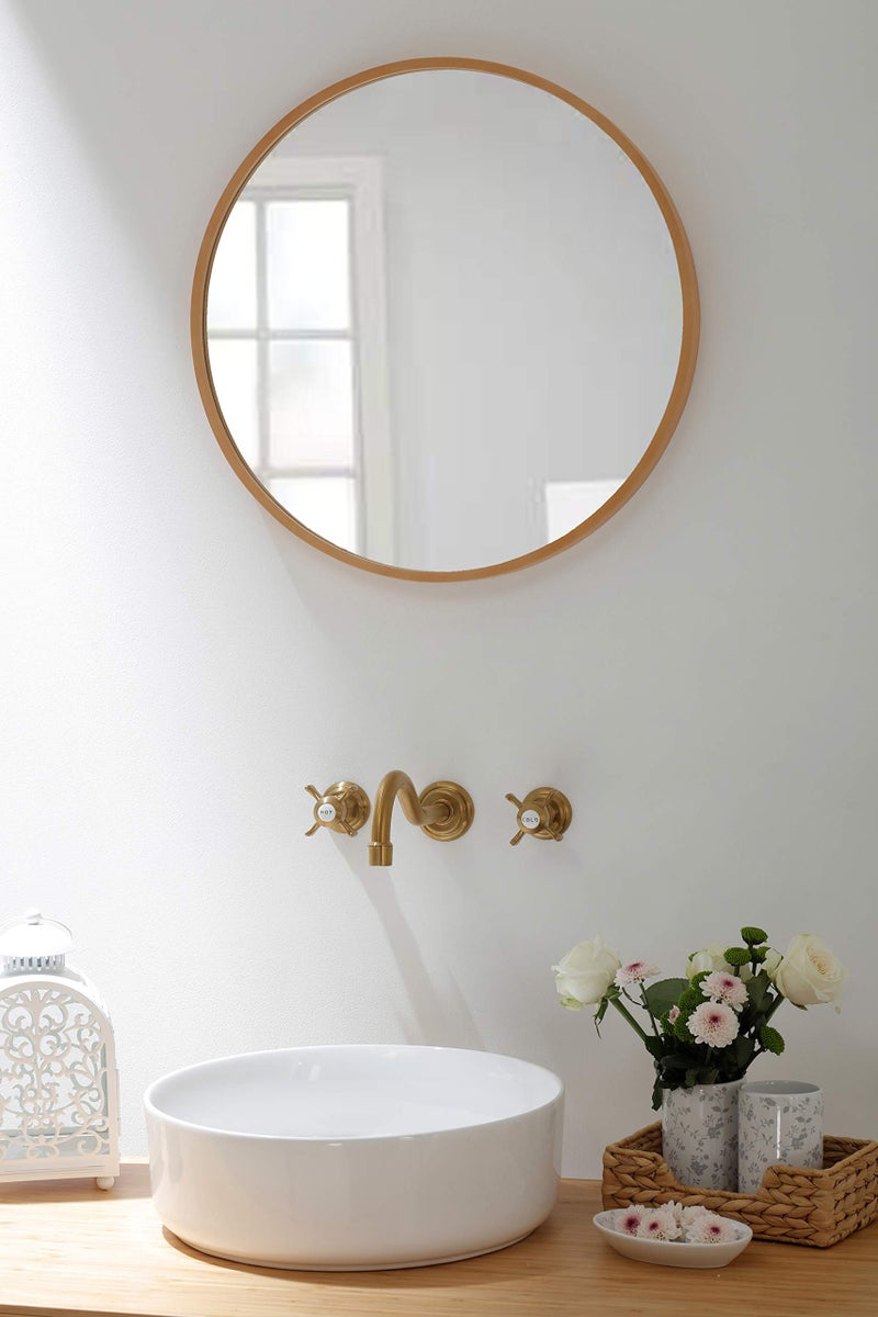 SITGES Antique Wall Faucet,Two Handle Bathroom Sink Wall Mount Faucet with Rough in Valve Included,Gold Brushed - Image 3